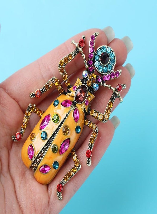 SHIDXIB 2Pcs Vintage Green Orange Elegant and Unique Sparkling Rhinestone Spider Brooch - Image 5